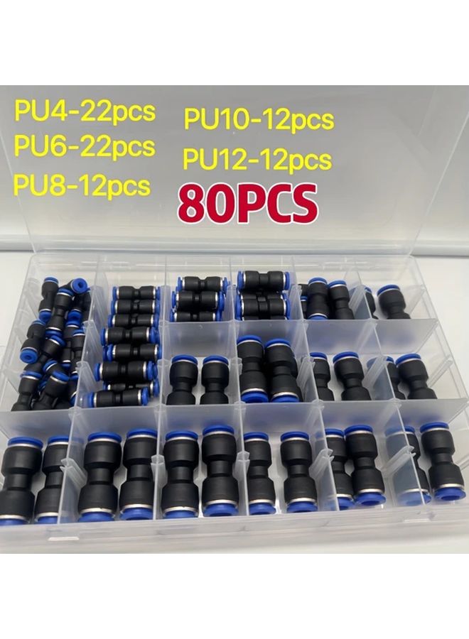 80pcs Quick Connect Air Hose Fittings Kit Metal Push To Connect Pneumatic Connectors - Image 3